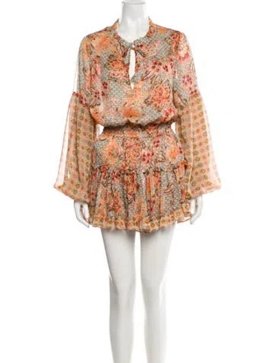 Pre-owned Misa Printed Mini Dress In Neutral