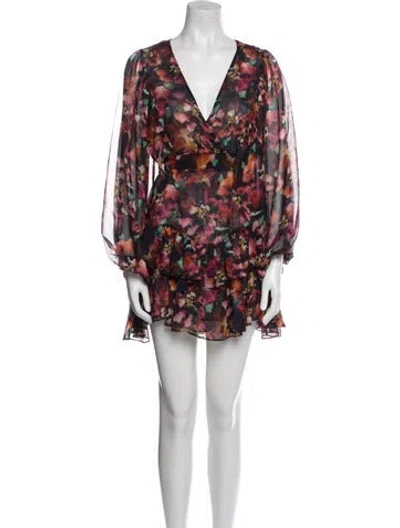 Pre-owned Misa Printed Mini Dress In Neutral