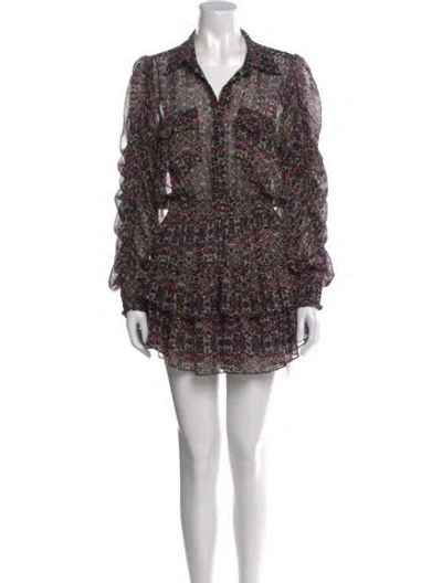 Pre-owned Misa Printed Mini Dress In Neutral