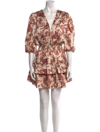 Pre-owned Misa Printed Mini Dress In Neutral