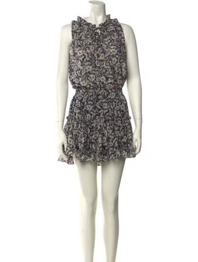 Pre-owned Misa Printed Mini Dress In Neutral