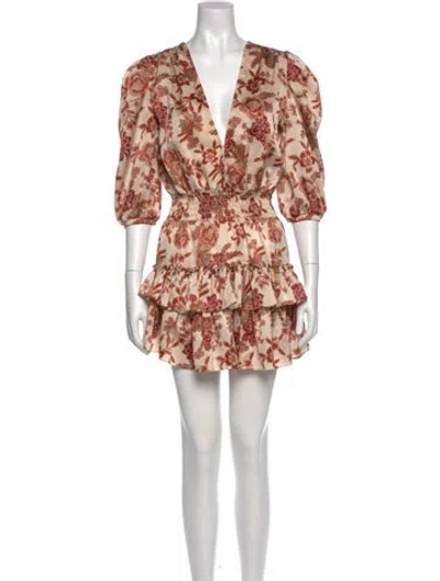 Pre-owned Misa Printed Mini Dress In Neutral