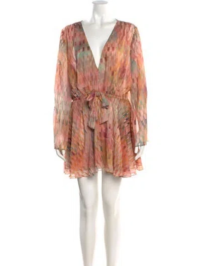 Pre-owned Misa Printed Mini Dress In Neutral