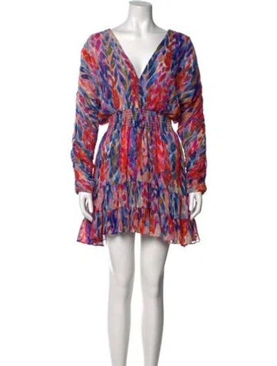 Pre-owned Misa Printed Mini Dress In Neutral