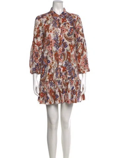 Pre-owned Misa Printed Mini Dress In Neutral