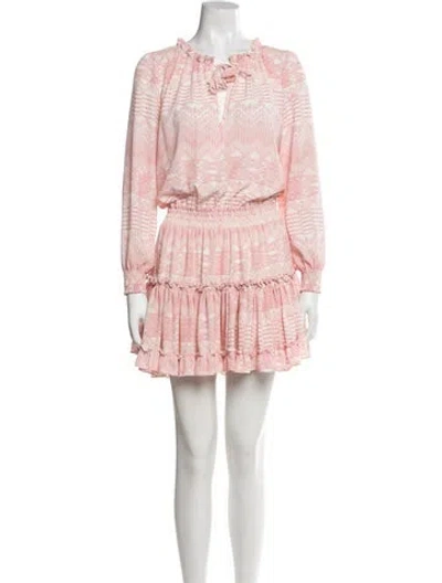 Pre-owned Misa Printed Mini Dress In Neutral