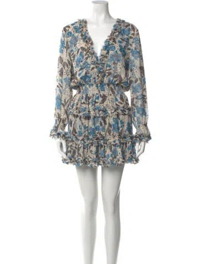 Pre-owned Misa Printed Mini Dress In Neutral