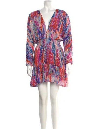 Pre-owned Misa Printed Mini Dress In Neutral