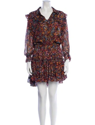 Pre-owned Misa Printed Mini Dress In Neutral