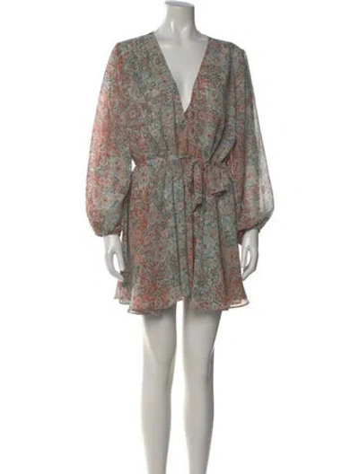Pre-owned Misa Printed Mini Dress In Neutral