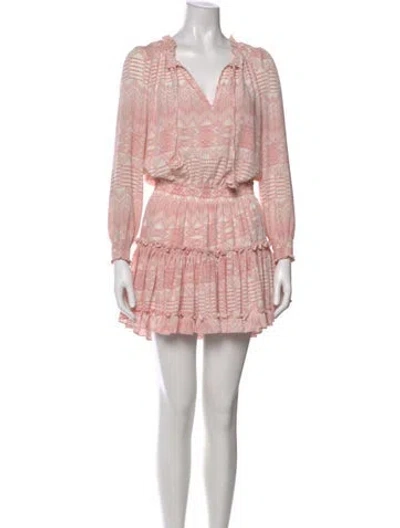 Pre-owned Misa Printed Mini Dress In Neutral