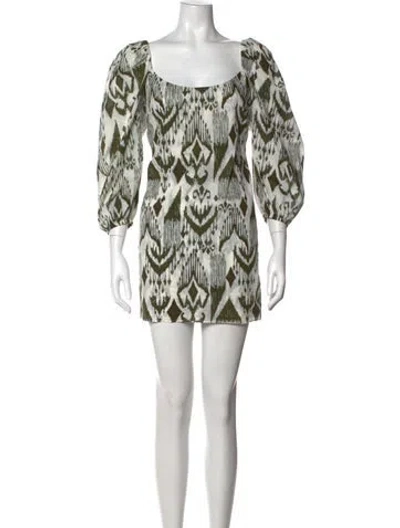Pre-owned Misa Printed Mini Dress In Neutral