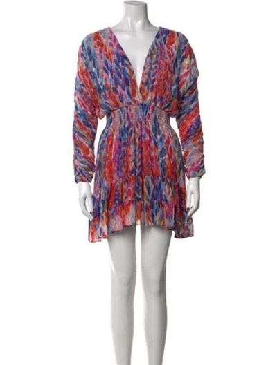 Pre-owned Misa Printed Mini Dress In Neutrals