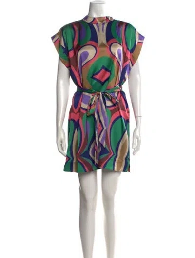 Pre-owned Misa Printed Mini Dress In Neutrals