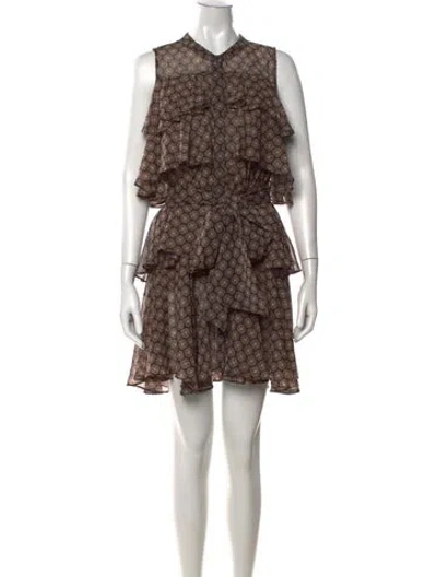Pre-owned Misa Printed Mini Dress In Neutrals