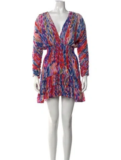 Pre-owned Misa Printed Mini Dress In Neutrals