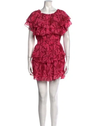 Pre-owned Misa Printed Mini Dress In Neutrals/pink