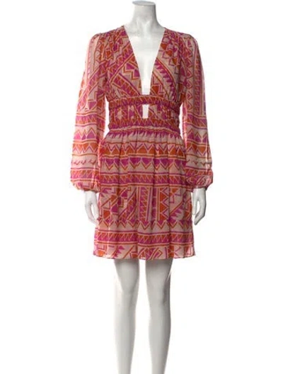 Pre-owned Misa Printed Mini Dress In Neutrals/red