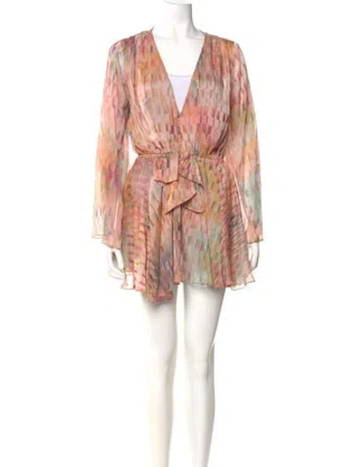 Pre-owned Misa Printed Mini Dress In Orange