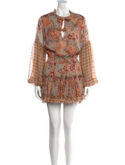 Pre-owned Misa Printed Mini Dress In Orange
