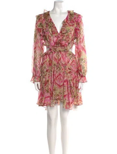 Pre-owned Misa Printed Mini Dress In Orange