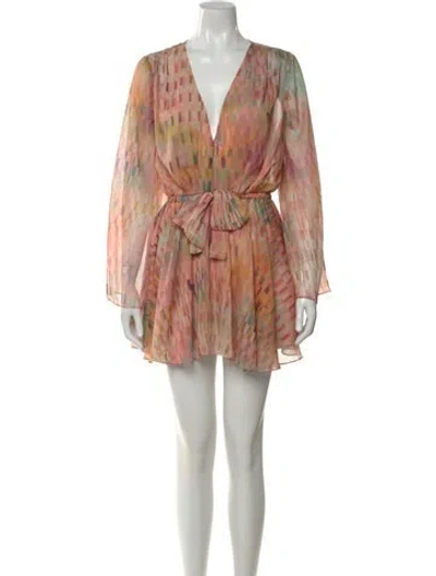 Pre-owned Misa Printed Mini Dress In Orange