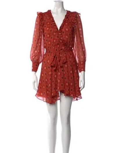 Pre-owned Misa Printed Mini Dress In Orange/red