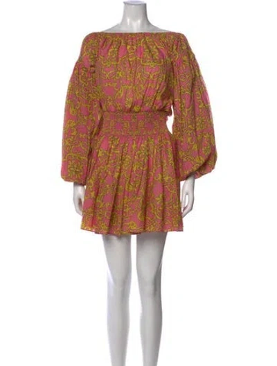 Pre-owned Misa Printed Mini Dress In Pink