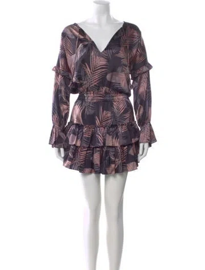 Pre-owned Misa Printed Mini Dress In Pink