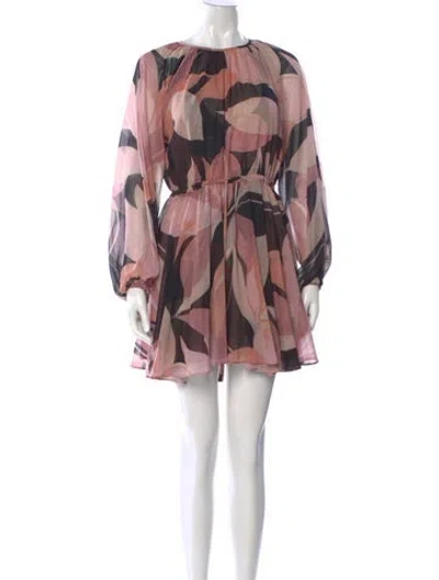 Pre-owned Misa Printed Mini Dress In Pink