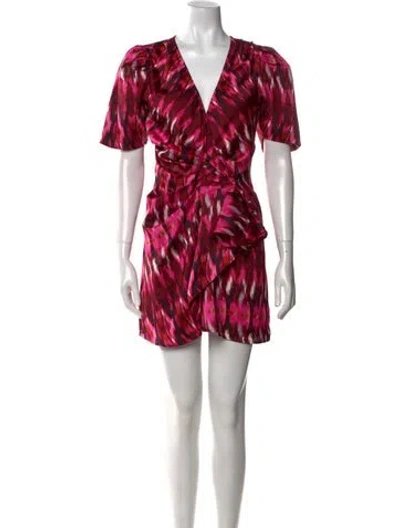 Pre-owned Misa Printed Mini Dress In Pink