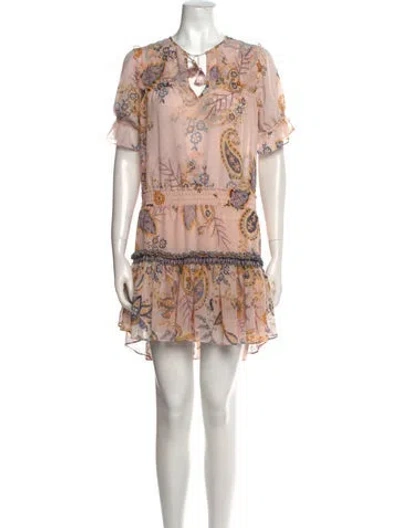 Pre-owned Misa Printed Mini Dress In Pink