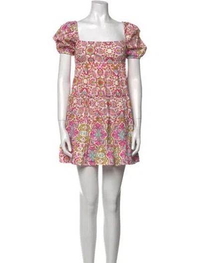 Pre-owned Misa Printed Mini Dress In Pink