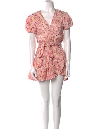 Pre-owned Misa Printed Mini Dress In Pink