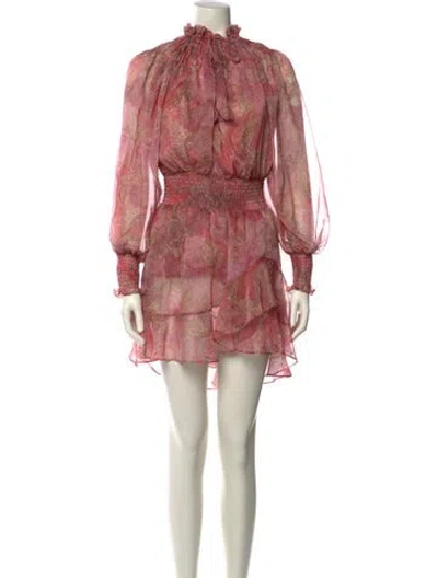 Pre-owned Misa Printed Mini Dress In Pink