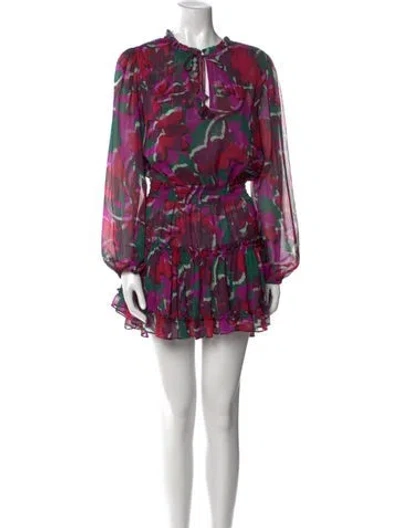 Pre-owned Misa Printed Mini Dress In Pink