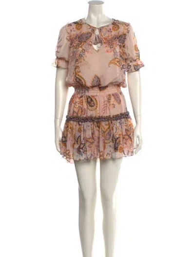 Pre-owned Misa Printed Mini Dress In Pink