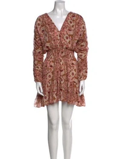 Pre-owned Misa Printed Mini Dress In Pink