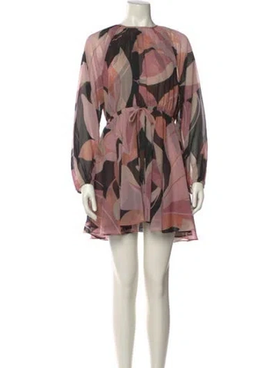 Pre-owned Misa Printed Mini Dress In Pink