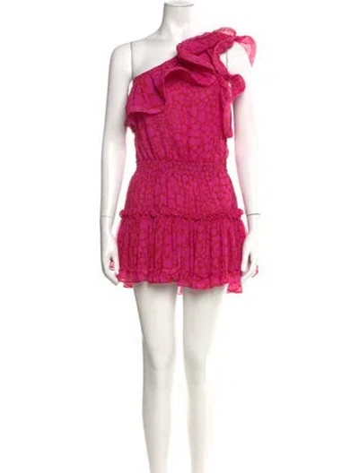 Pre-owned Misa Printed Mini Dress In Pink