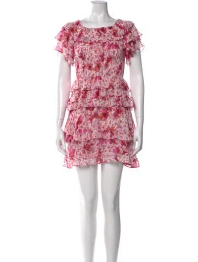 Pre-owned Misa Printed Mini Dress In Pink