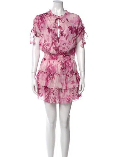 Pre-owned Misa Printed Mini Dress In Pink