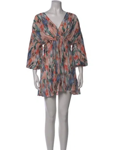 Pre-owned Misa Printed Mini Dress In Pink