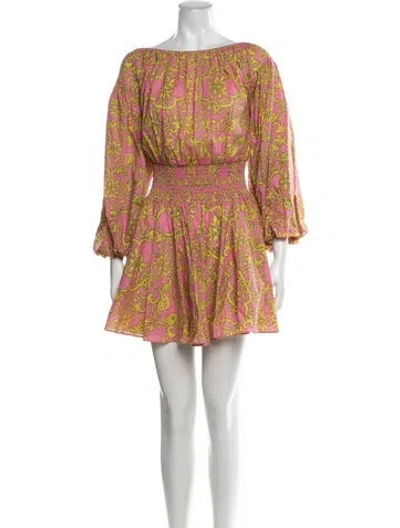 Pre-owned Misa Printed Mini Dress In Pink