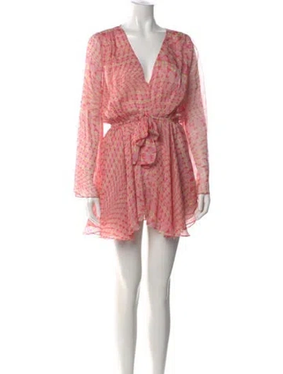 Pre-owned Misa Printed Mini Dress In Pink