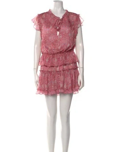 Pre-owned Misa Printed Mini Dress In Pink