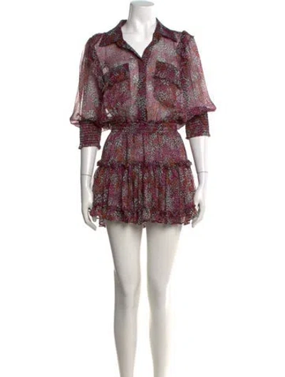 Pre-owned Misa Printed Mini Dress In Pink
