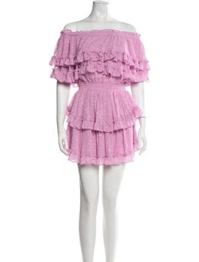 Pre-owned Misa Printed Mini Dress In Pink