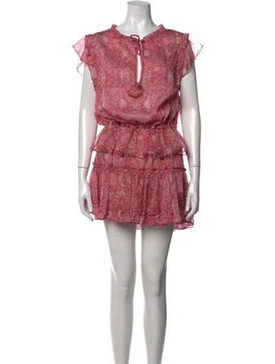 Pre-owned Misa Printed Mini Dress In Pink
