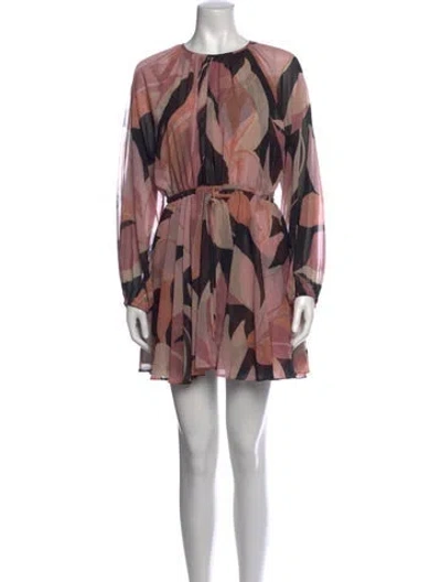 Pre-owned Misa Printed Mini Dress In Pink